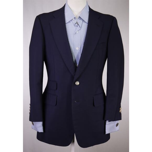 Paul Stuart Navy Blue Wool Mohair Gold Metal Button Blazer Jacket 38S - Picture 2 of 9